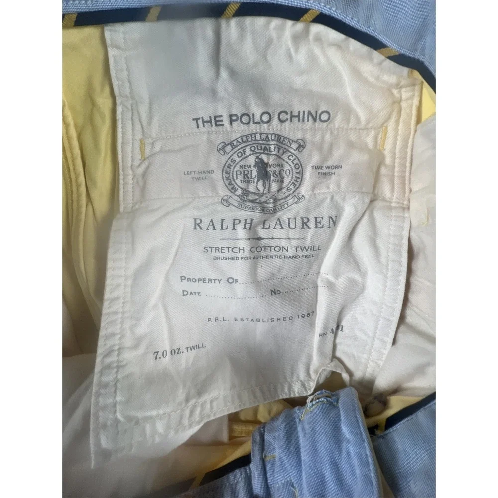 Polo Ralph Lauren Yellow Stretch Classic Fit Cotton Blend Mens Chino Size 33